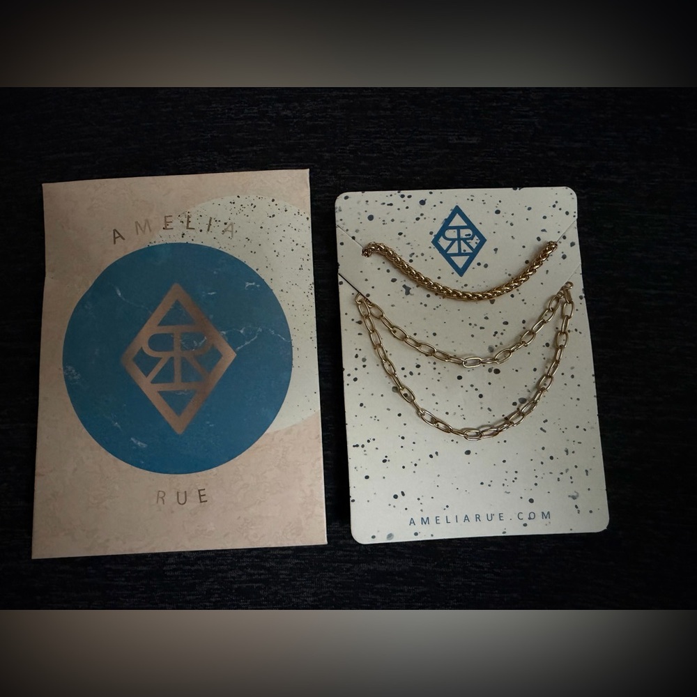 Amelia Rue Multi-Strand Gold-Tone Chain Necklace – New in Original Packaging